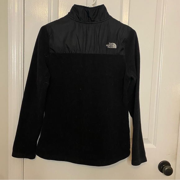 Womens The North Face Fleece 3/4 Zip Jacket Coat in Black with Nylon / Medium - Picture 2 of 8